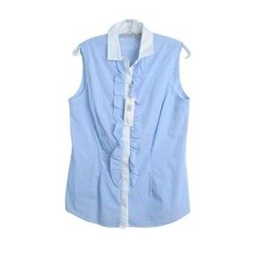 NEW Bobby Jones Womens Chambray Button Front Shirt Women's Small Sleeveless